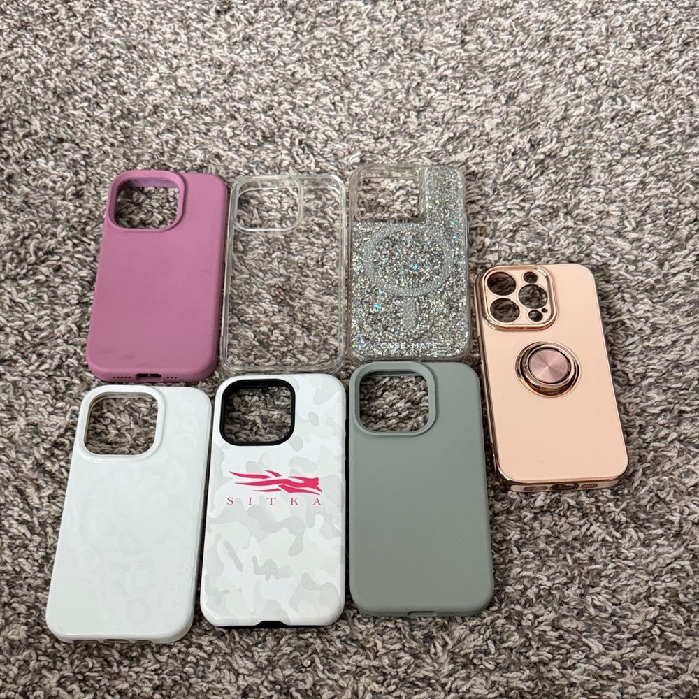 Stylish iPhone 15 pro Case Set - Pink, Clear, Gray